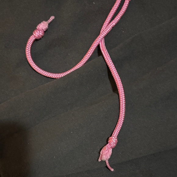 Charcoal Gray Cropped Hoodie with Pink Drawstrings - Picture 2 of 4